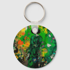 Frau in farbenprächtigem Feld Schlüsselanhänger