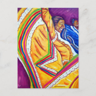 Frau in gelbem Kleid Postkarte