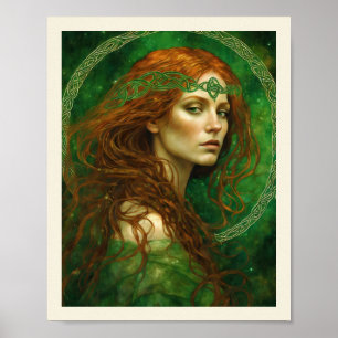 Frau in Green Celtic Knot St Patrick's Poster