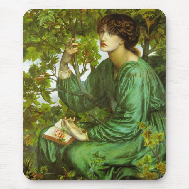 Frau in Green (The Day Dream) (von D.G. Rosetti) Mousepad (Vorne)