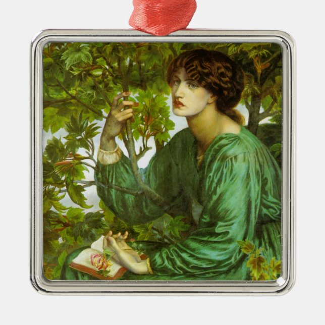 Frau in Green (The Day Dream) (von D.G. Rosetti) Ornament Aus Metall (Vorne)