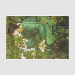 Frau in Green (The Day Dream) (von D.G. Rosetti) Seidenpapier