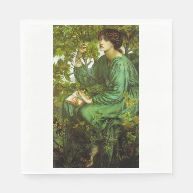 Frau in Green (The Day Dream) (von D.G. Rosetti) Serviette (Vorderseite)