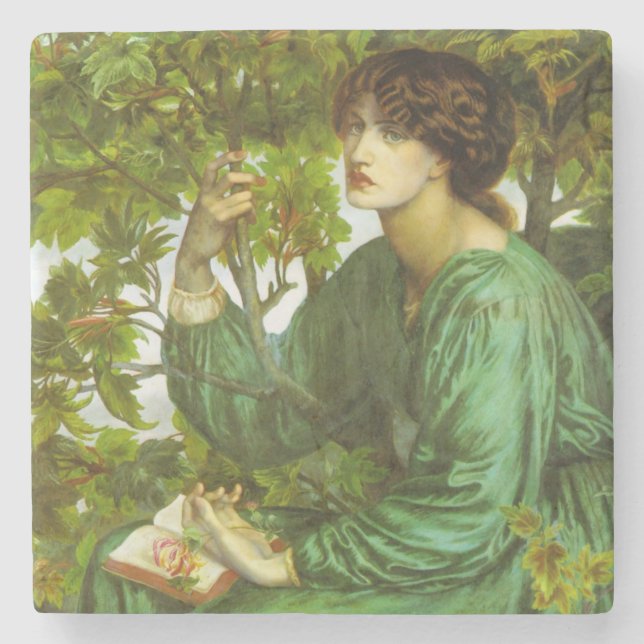 Frau in Green (The Day Dream) (von D.G. Rosetti) Steinuntersetzer (Vorderseite)