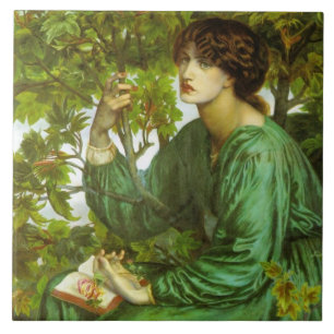 Frau in Grün (Der Tagtraum) (von D.G. Rosetti) Fliese