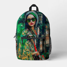 Frau in grüner Sonnenbrille Bedruckter Rucksack