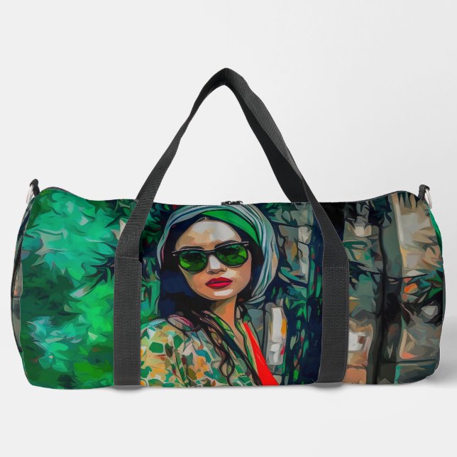 Frau in grüner Sonnenbrille Duffle Bag (Vorderseite)