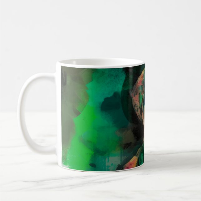 Frau in grüner Sonnenbrille Kaffeetasse (Links)