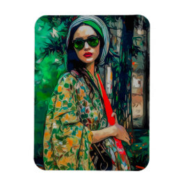 Frau in grüner Sonnenbrille Magnet