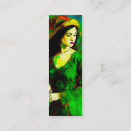 Frau in Hat-Lesezeichen Mini Visitenkarte