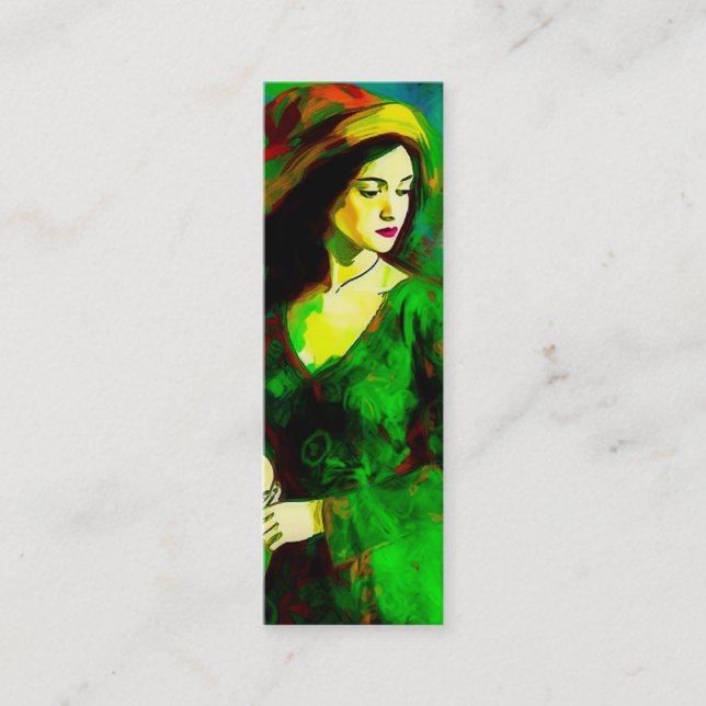 Frau in Hat-Lesezeichen Mini Visitenkarte (Vorderseite)