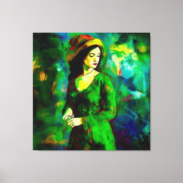 Frau in Hut Leinwanddruck (Vorderseite)