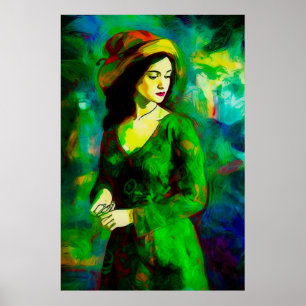 Frau in Hut Poster