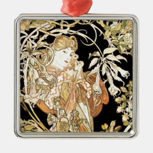 Frau in Jasminranken Ornament Aus Metall