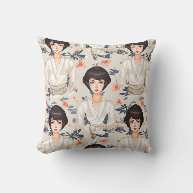Frau in Kimono mit Animation Kissen (Vorderseite)