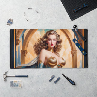 Frau in opulentem Gold Türkis Attion von Xzendor7 Schreibtischunterlage