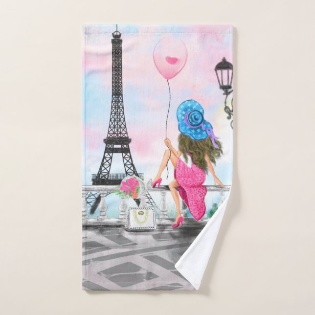 Frau in Paris Bath Towels Eiffelturm Badhandtuch Set (Handtuch)
