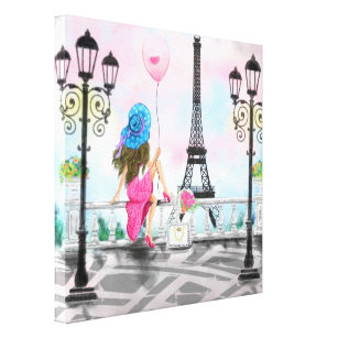Frau in Paris Canvas Print Eiffelturm Malerei Leinwanddruck
