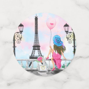 Frau in Paris Confetti mit Eiffelturm Konfetti