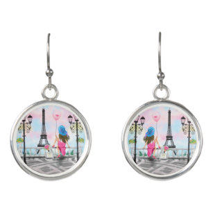 Frau in Paris Eiffelturm Gift Ohrringe