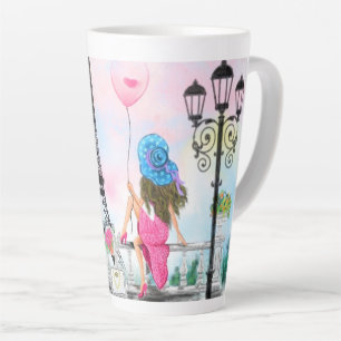 Frau in Paris Latte Tasse Eiffelturm Geschenk