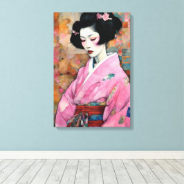 Frau in Pink Kimono Leinwanddruck