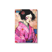 Frau in Pink Kimono