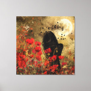 Frau in Poppies Canvas Print Leinwanddruck