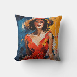 Frau in Red Cocktail Dress Kissen