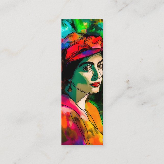 Frau in Red Hat-Lesezeichen Mini Visitenkarte (Vorderseite)