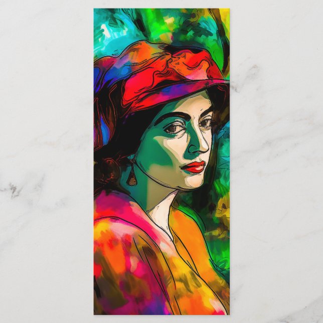 Frau in Red Hat Menükarte (Vorderseite)