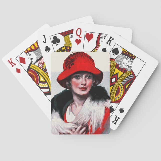 Frau in Red Hat Spielkarten (Rückseite)