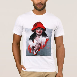 Frau in Red Hat T-Shirt