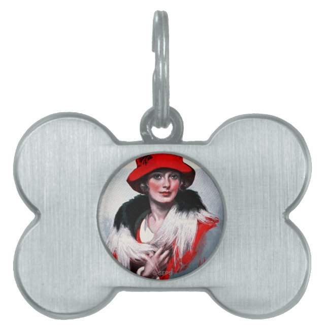 Frau in Red Hat Tiermarke (Vorderseite)