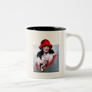 Frau in Red Hat Zweifarbige Tasse