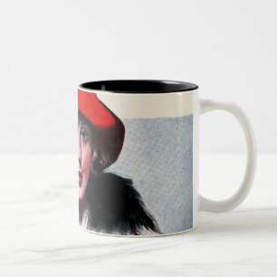 Frau in Red Hat Zweifarbige Tasse