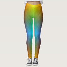 Frau in Regenbogen-Verlauffleggings mit einem deze