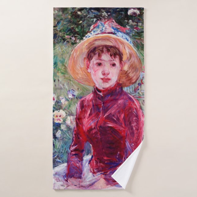 Frau in Rot, Berthe Morisot Badehandtuch (Badehandtuch)
