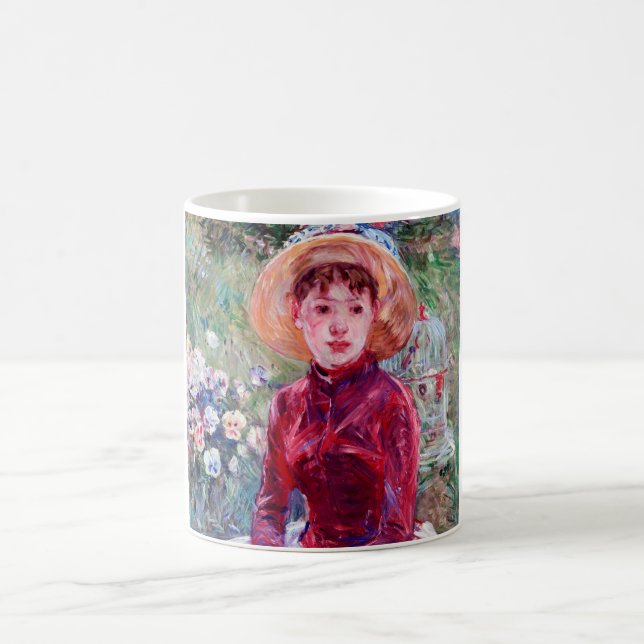 Frau in Rot, Berthe Morisot Kaffeetasse (Mittel)