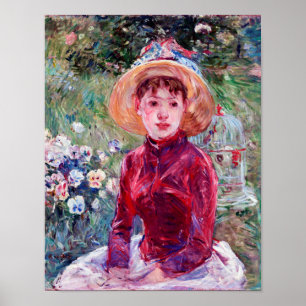 Frau in Rot, Berthe Morisot Poster