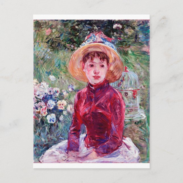 Frau in Rot, Berthe Morisot Postkarte (Vorderseite)