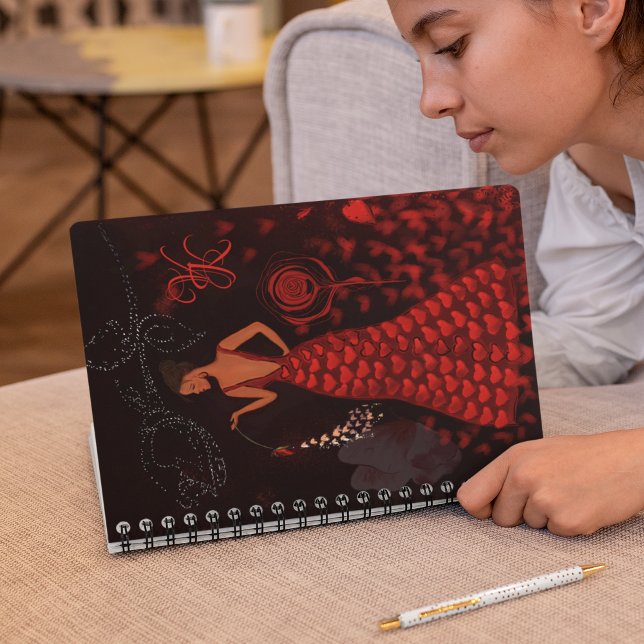 Frau in Roter Kleidung Monogram Notizblock ( Woman in Red Dress Notebook)