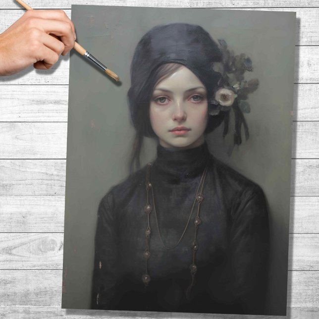 Frau in schwarz 1 Dekoupage Paper Seidenpapier (Von Creator hochgeladen)