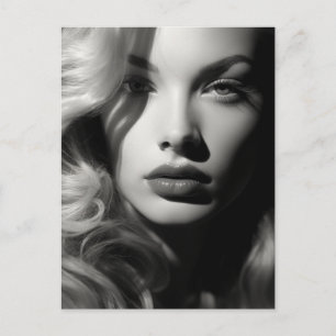 Frau in Schwarz und Weiß Postkarte