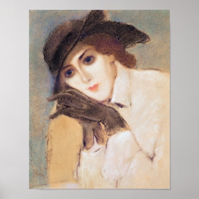 Frau in schwarzen Handschuhen Poster (Vorne)