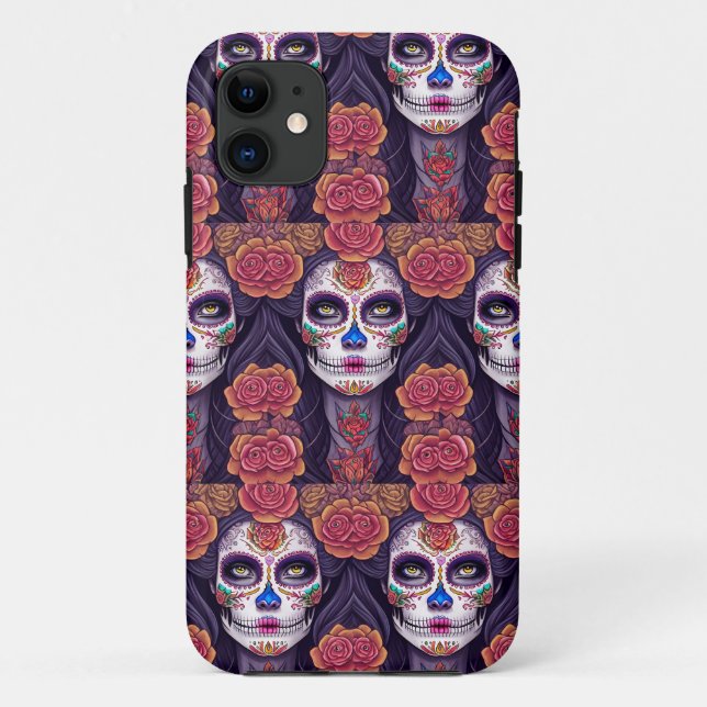 Frau in Sugar Skull Makeup Art Case-Mate iPhone Hülle (Rückseite)