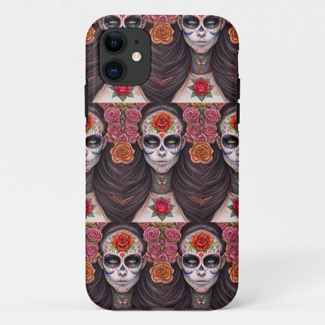 FRAU IN Sugar Skull Makeup - Sugar Skull Art Case-Mate iPhone Hülle (Rückseite)
