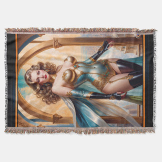 Frau in üppiger gold-turquoiser Kleidung von Xzend Decke