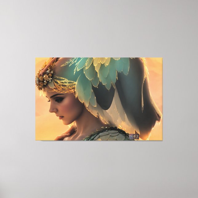 Frau in Wart: Stretchierte Canvas Print Leinwanddruck (Vorderseite)