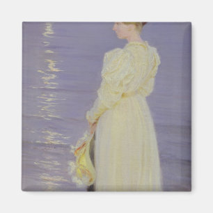 Frau in Weiß am Strand, 1893 Magnet